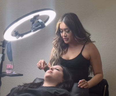 Yoselin applying lash services at Palace Lashes & Esthetics